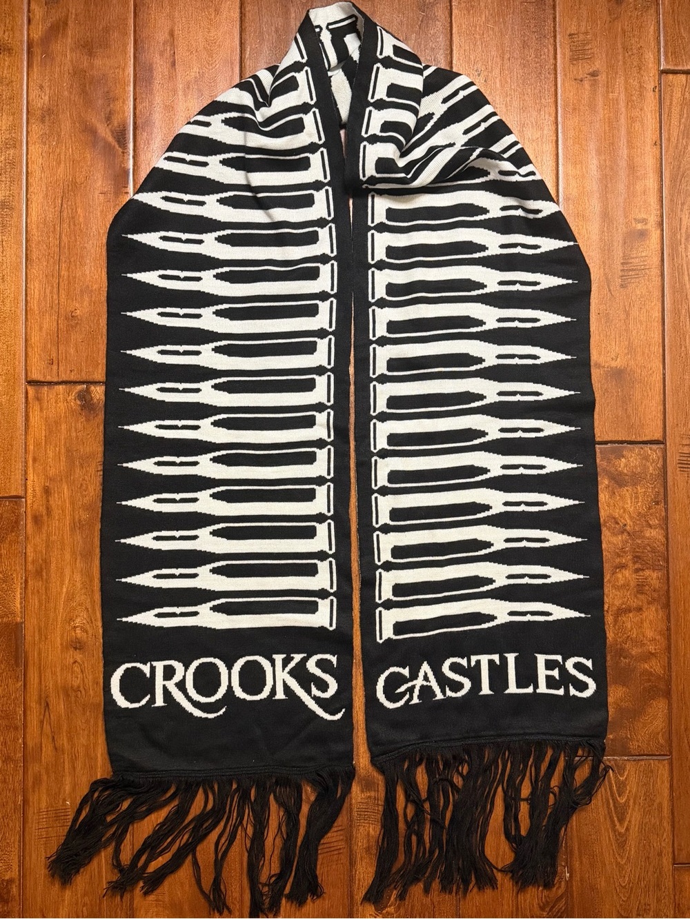 Crooks & Castles Black and White Graphic Knit Scarf